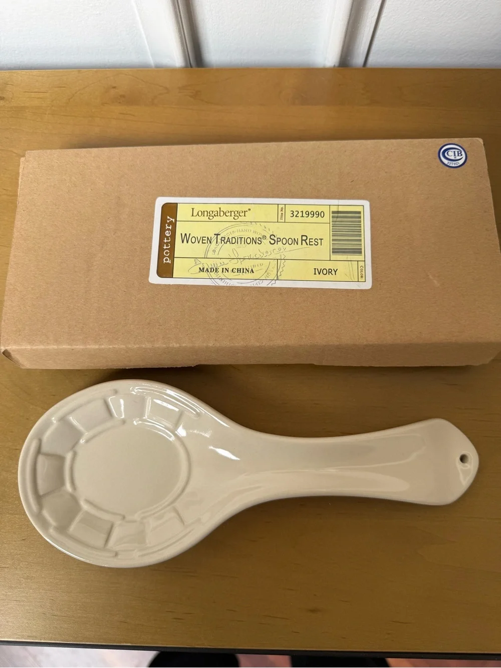 Longaberger Ivory Ceramic Spoon Rest
